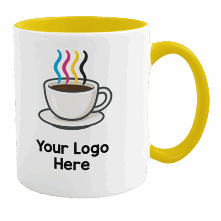 11oz Yellow Inner and Handle Mugs