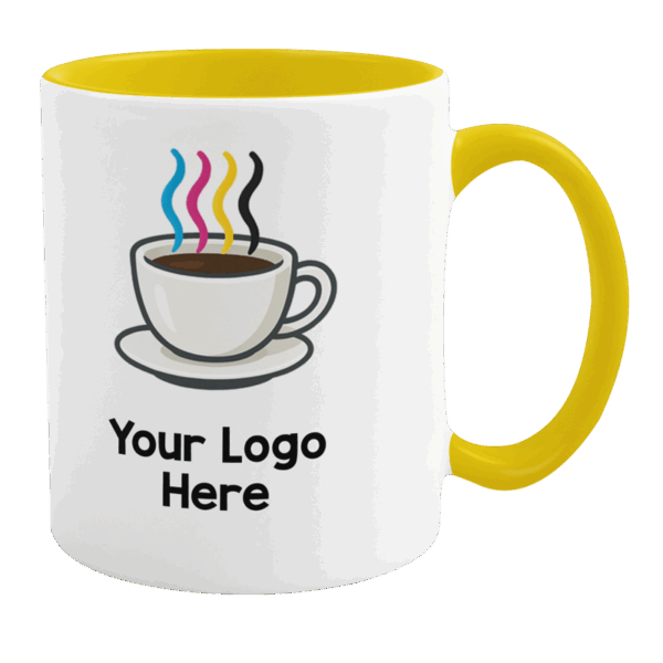 11oz Yellow Inner and Handle Mugs