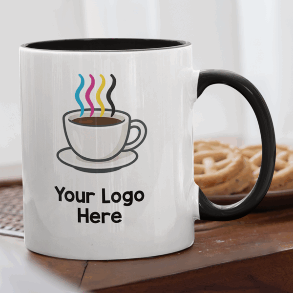 11oz Black Inner and Handle Mugs - Image 2