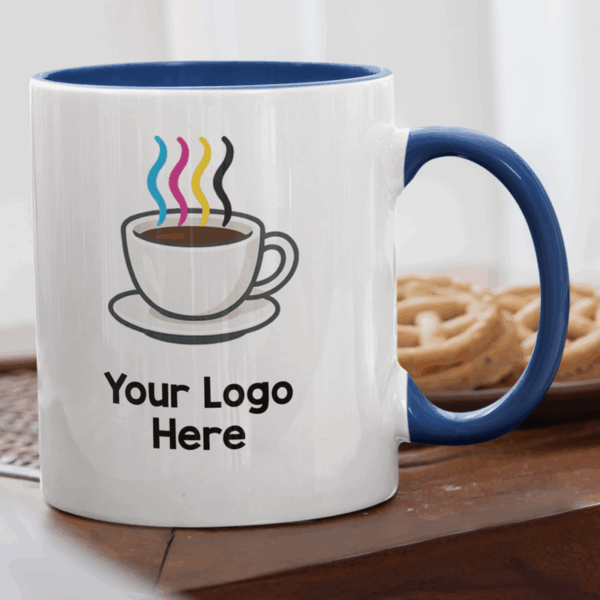 11oz Blue Inner and Handle Mugs - Image 2