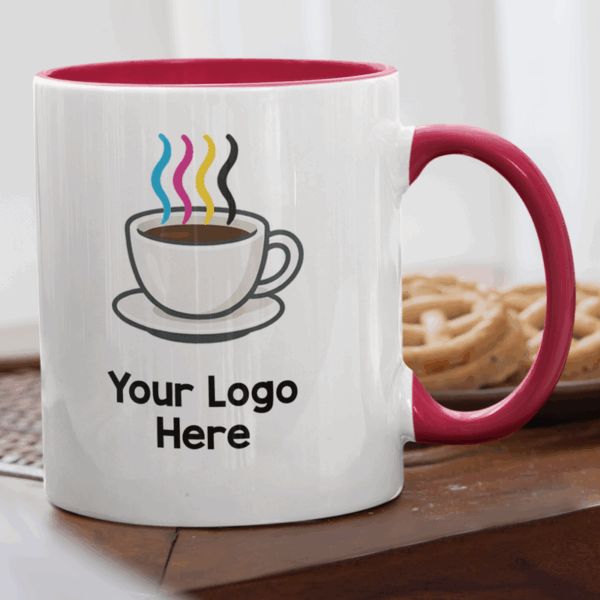 11oz Red Inner and Handle Mugs - Image 2